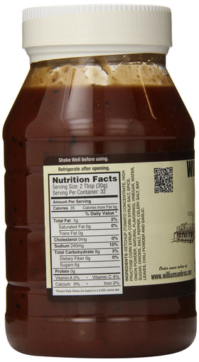 Pouring Williamson Bros Bar-B-Q Original sauce over grilled meats for bold flavor
