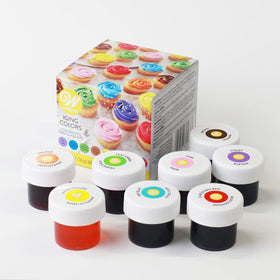 Wilton 8-Icing Colors Set jar closeup shows concentrated gel color