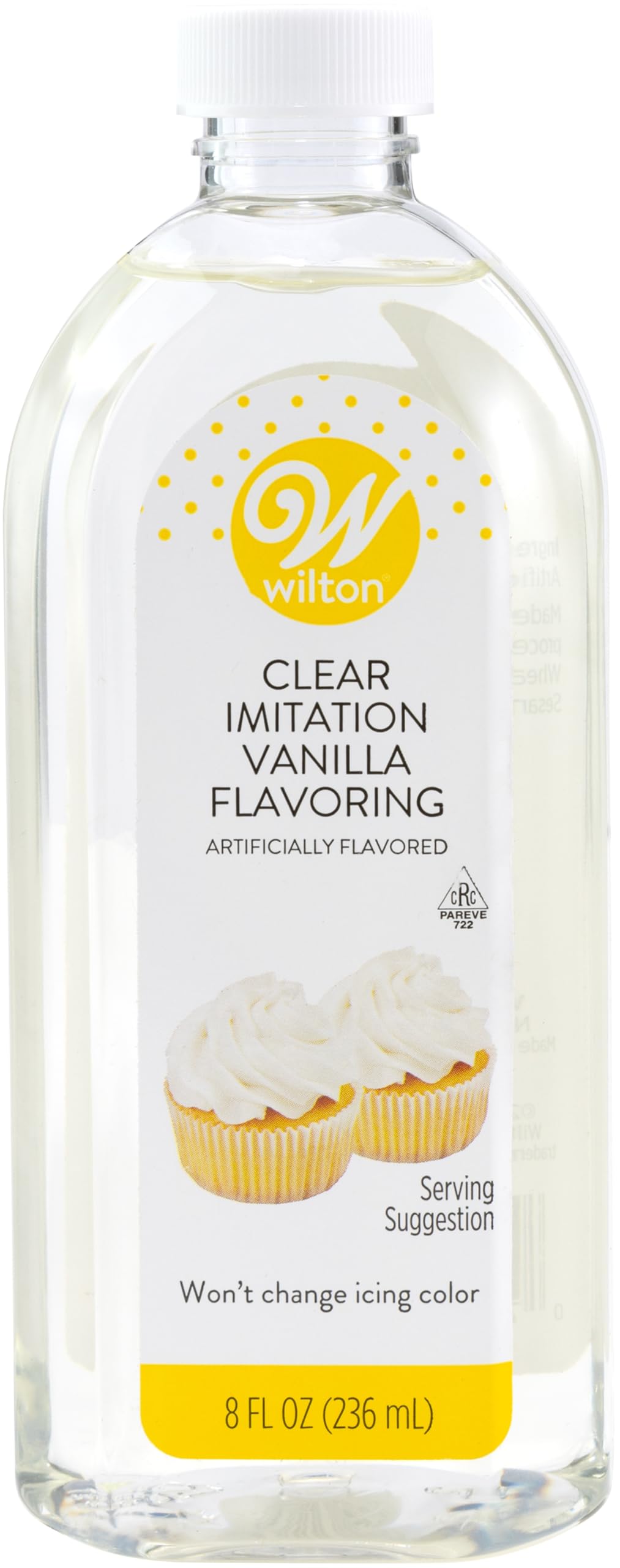 Wilton Clear Imitation Vanilla 8oz bottle preserves icing color while adding vanilla flavor