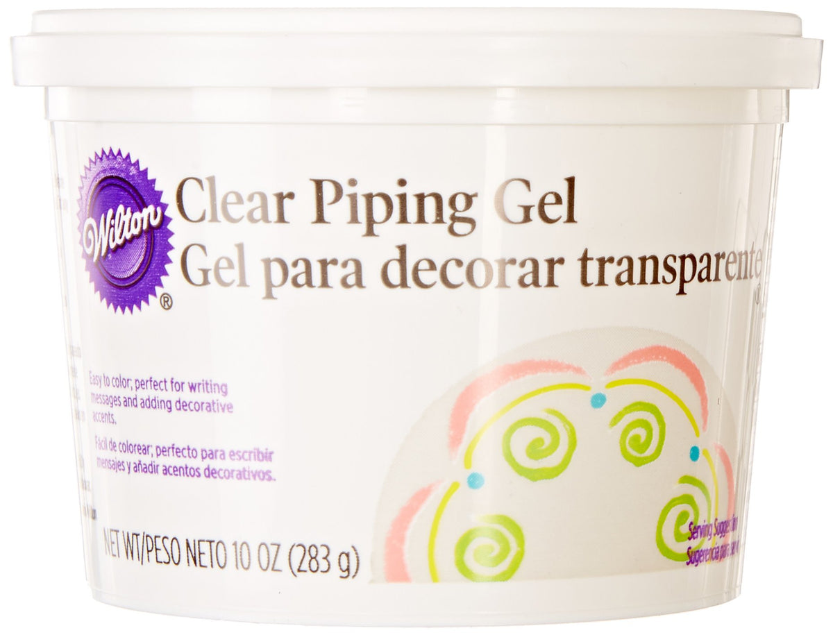 Wilton Clear Piping Gel bottle for precise piping and glossy glaze on cakes