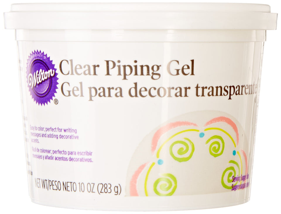 Wilton Clear Piping Gel bottle for precise piping and glossy glaze on cakes