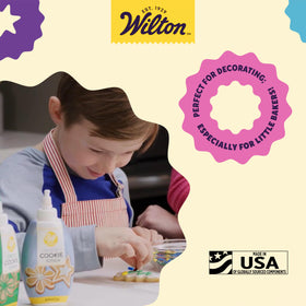 Wilton cookie icing dries hard, keeping decorations intact for gifting and stacking.