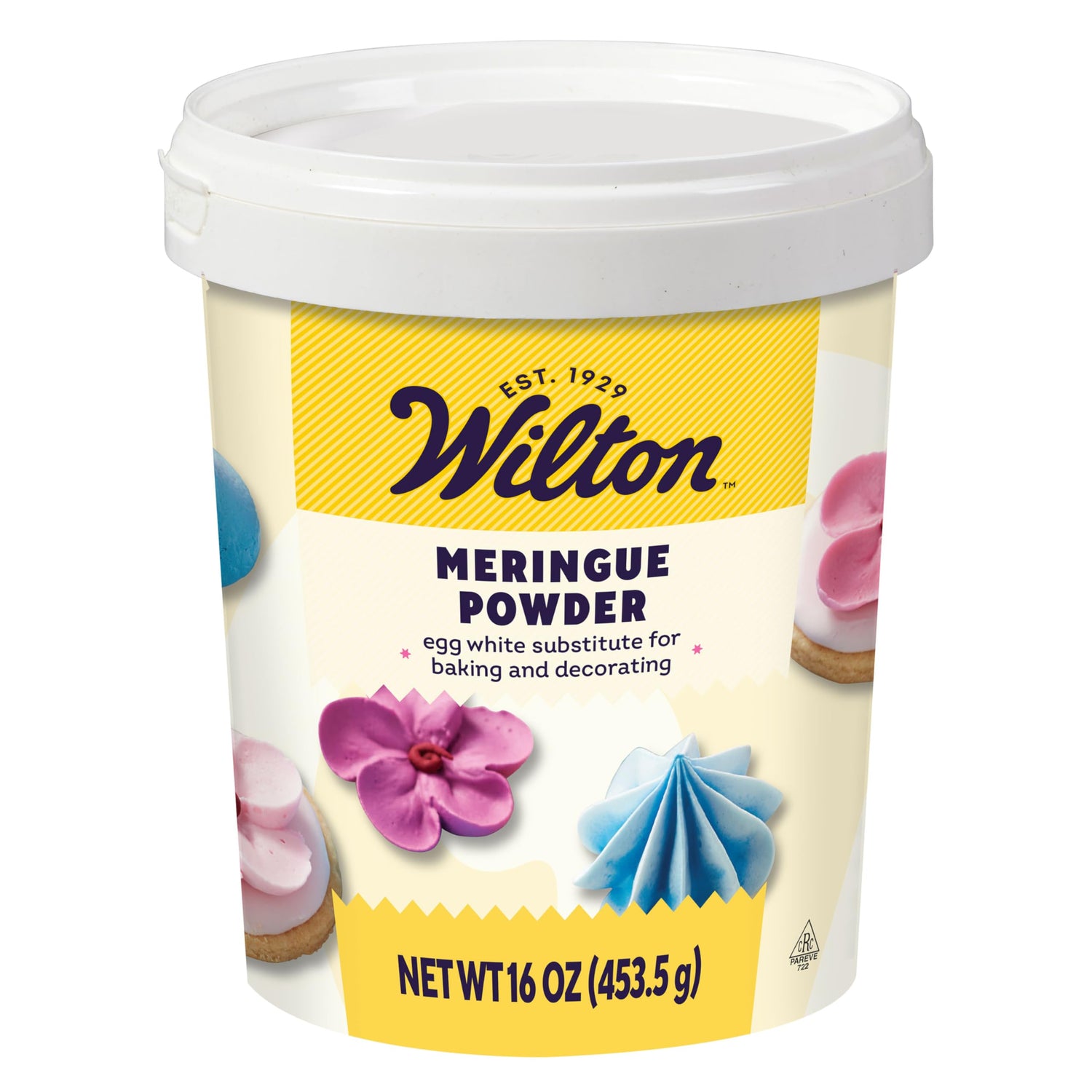 Wilton Meringue Powder 16 oz package for easy egg-white substitute in baking and decorating.