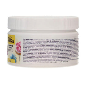 Wilton meringue powder container with resealable lid for easy measuring.