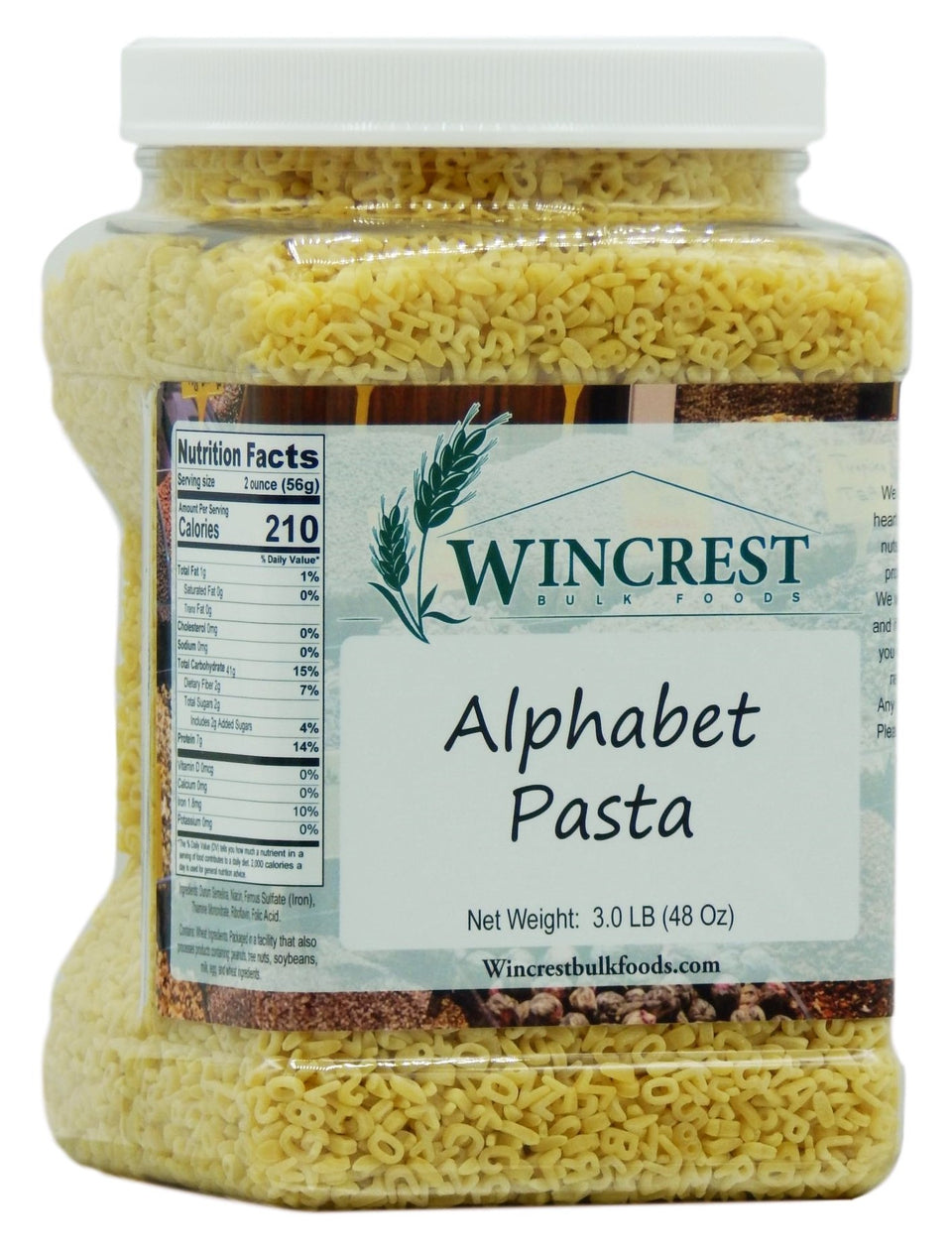 WinCrest Alphabet Pasta tub, ready for soups and family meals.