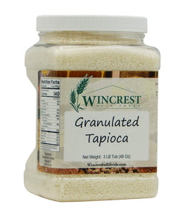 WinCrest Granulated Tapioca 3 lb tub, ideal for pudding and gravy thickening.