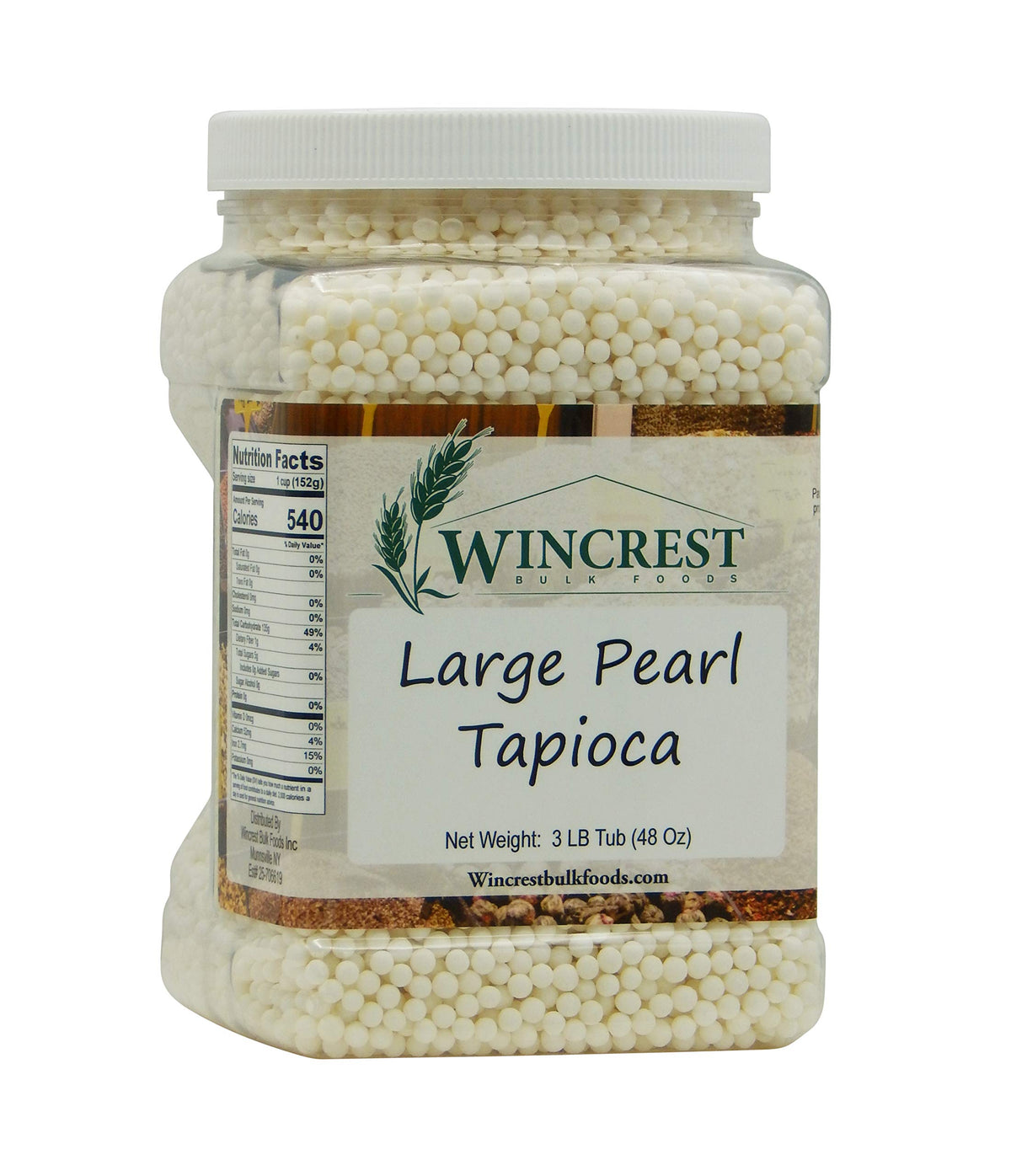 WinCrest Large Pearl Tapioca tub close-up showing glossy pearls ideal for tapioca pudding