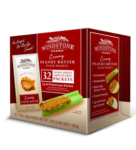 Squeezable Windstone Farms peanut butter packet ideal for lunchboxes.