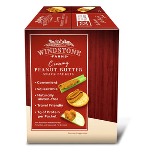 Travel-friendly single-serve Windstone Farms peanut butter packet for quick meals.