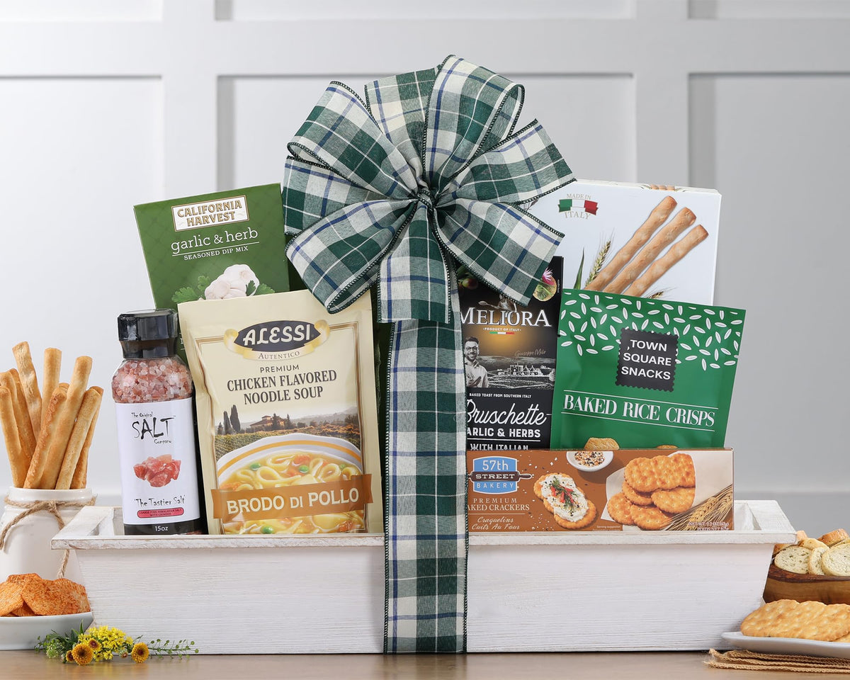 Wine Country Gift Baskets chicken noodle soup mix, ready to heat, delivers comforting homemade flavor.