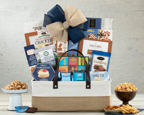 Wine Country Gift Baskets Connoisseur cookies and snacks assortment highlights variety for sharing.