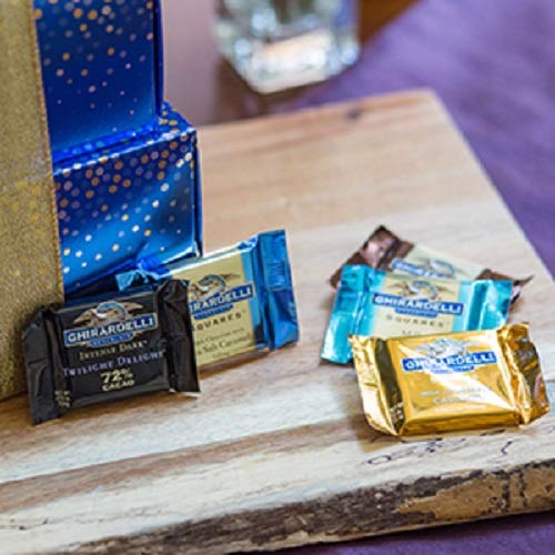 Wine Country Gift Baskets Ghirardelli Tower satin ribbon adds gift-ready elegance.