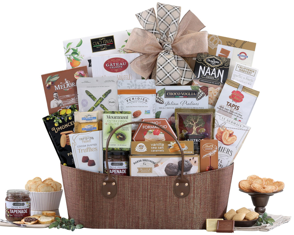 Wine Country Gift Baskets Gourmet Choice Basket full display, ideal for sharing at celebrations.