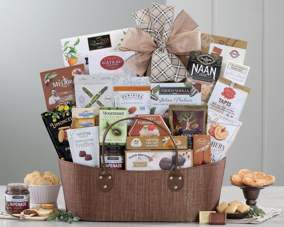Gourmet Choice Basket with snacks and sweets, perfect for entertaining guests.