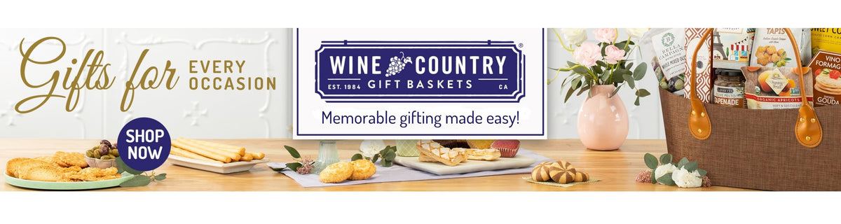 Wine Country Gift Baskets premier basket close-up of chocolates and crackers