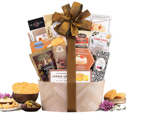 Wine Country Gift Baskets sweet and savory basket cover highlights gourmet snacks for gifting.