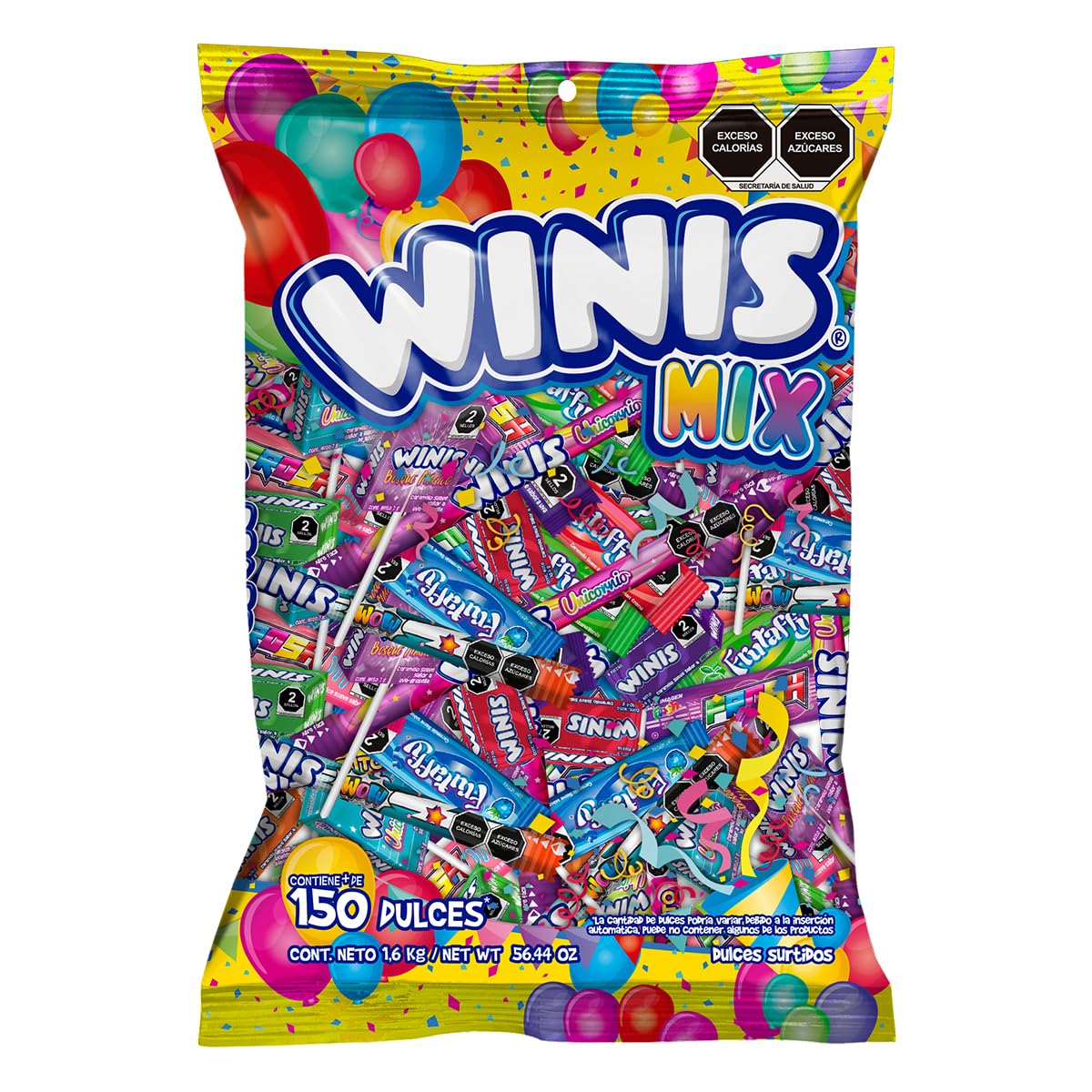 Winis Fiesta Mix bulk pack showing assorted Mexican candies for parties and pinatas.