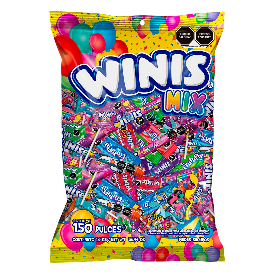 Winis Fiesta Mix bulk pack showing assorted Mexican candies for parties and pinatas.