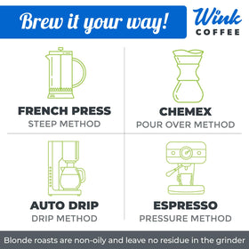 Pour-over with Wink Coffee Blonde Espresso for vibrant flavor notes