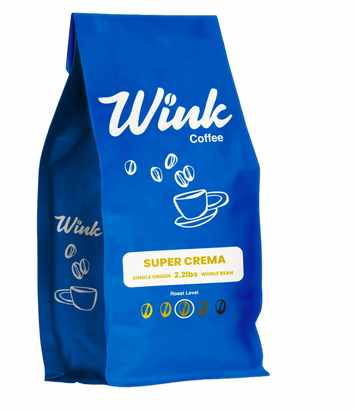 Wink Coffee Super Crema espresso beans in bag for rich crema and smooth extraction
