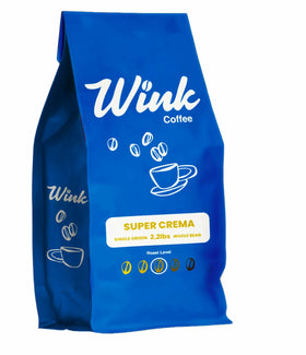 Wink Coffee Super Crema espresso beans in bag for rich crema and smooth extraction