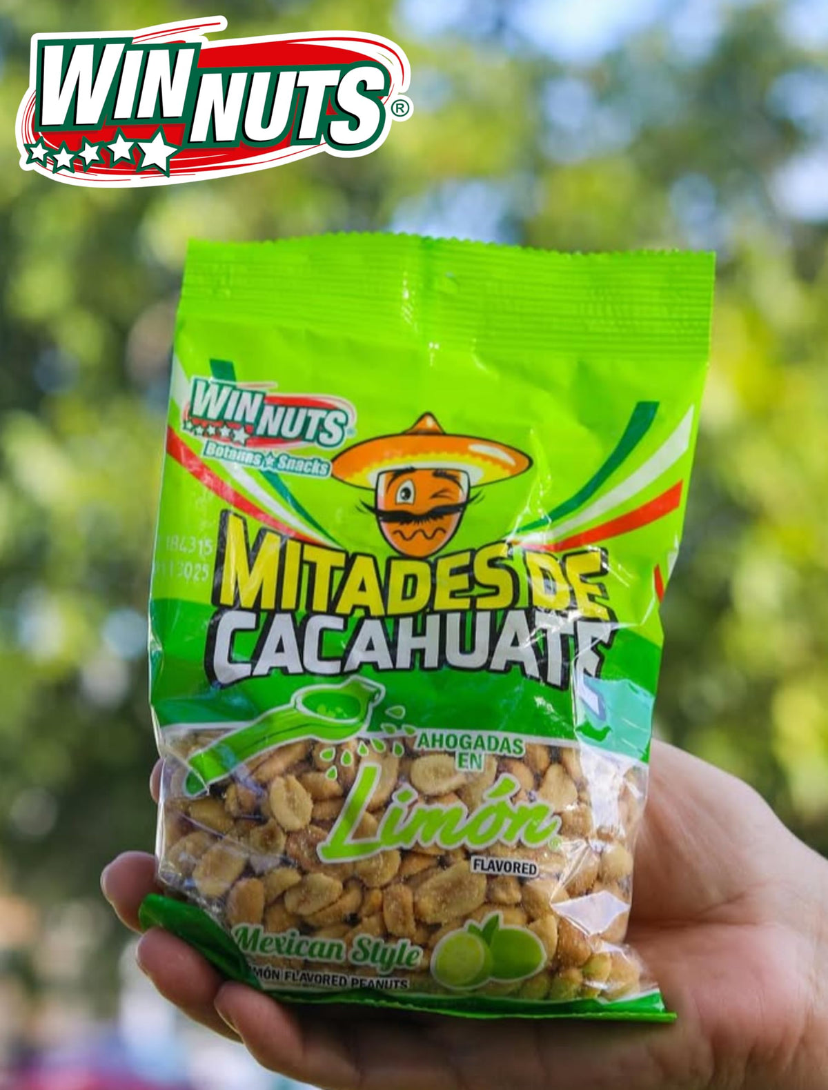 WINNUTS Lemon Peanuts Halves closeup reveals zesty seasoning and bright lemon aroma.