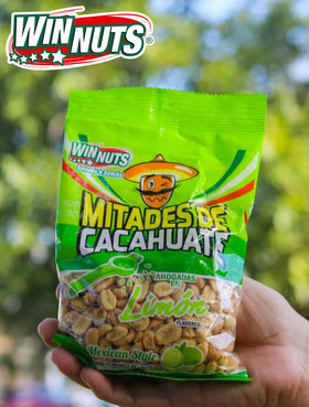 WINNUTS Lemon Peanuts Halves closeup reveals zesty seasoning and bright lemon aroma.
