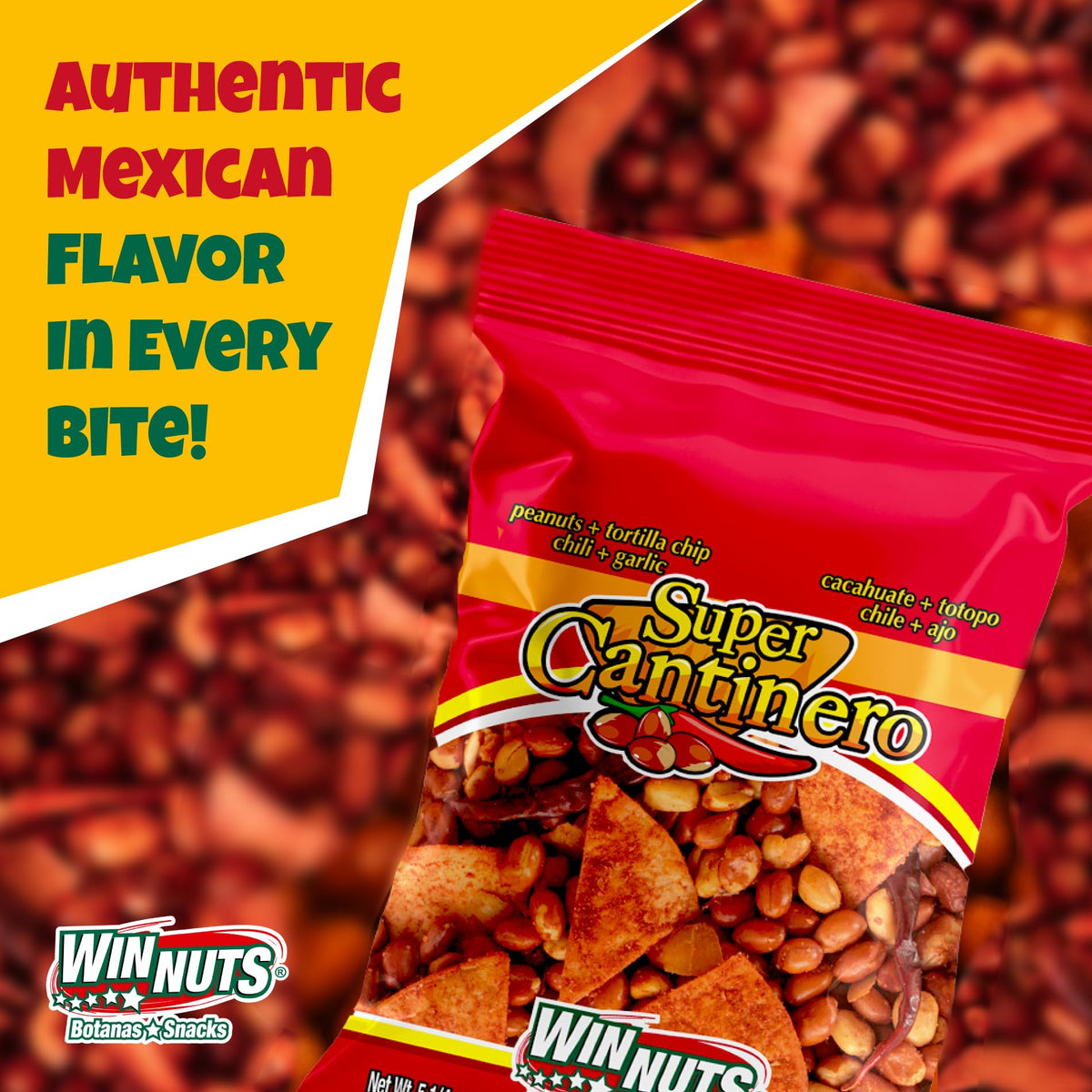 WINNUTS mix close-up showing bold spice and crunch for game day
