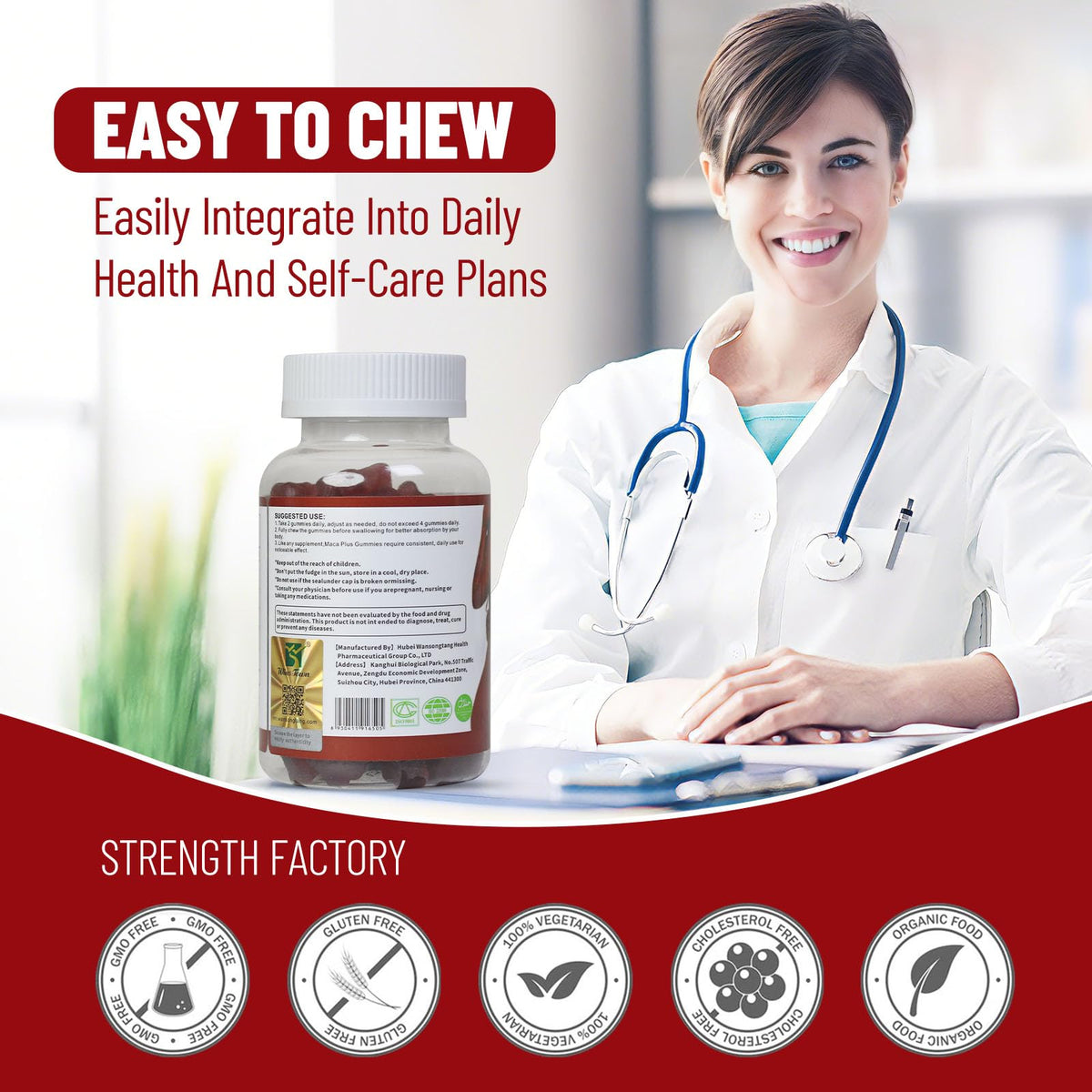 Wins Town Maca Plus gummies with mixed fruit flavor for convenient daily wellness
