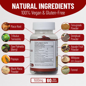 Gummies pack image of Wins Town Maca Plus showing 60-count bottle