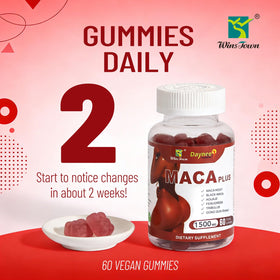 Label close-up on Wins Town Maca Plus ingredients for clean vegan formula