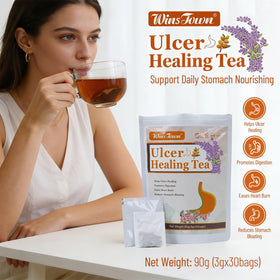 Wins Town Ulcer Healing Tea herbal blend closeup shows natural ingredients for digestive care