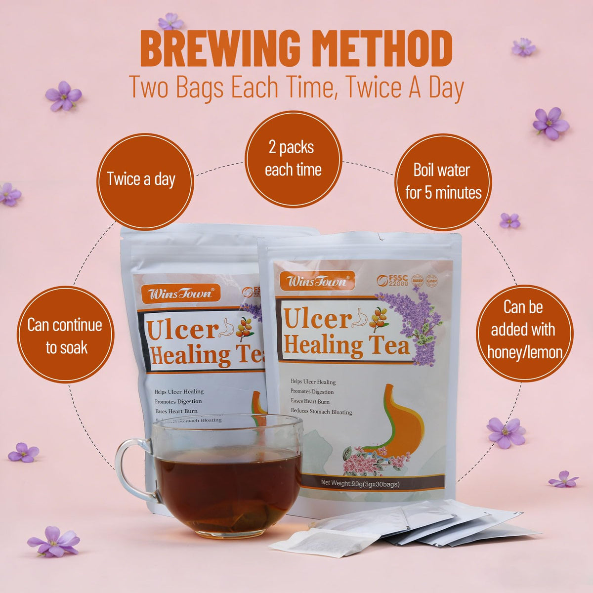 Wins Town Ulcer Healing Tea infusion brew captures aroma and potential post-meal comfort