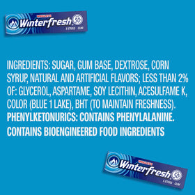 Winterfresh Wrigleys mint close-up conveys icy-cool flavor and freshness.