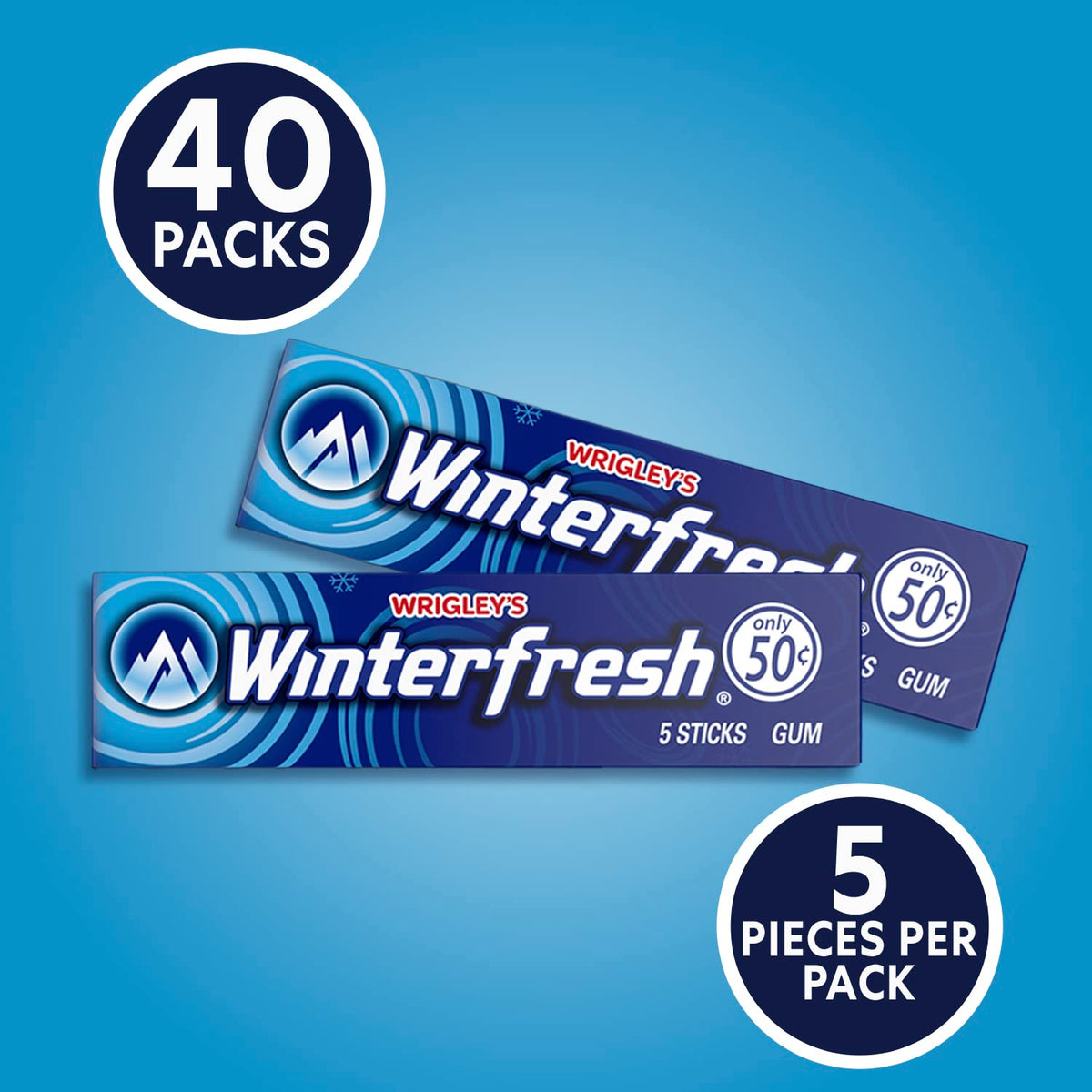 Winterfresh Wrigleys gum in car console for on-the-go freshness.