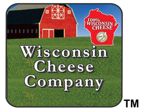 Wisconsin Cheese Company smoked cheddar block, pairs with fruits and crackers.