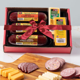 Wisconsin Cheese Company cheddar block close-up highlights creamy texture and color.