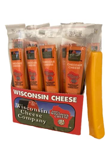 Wisconsin Cheese Company cheddar sticks 24-pack: high-protein, portable snack option.