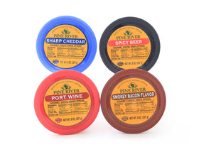 Wisconsin Cheese Mart Pine River spreads with crackers, perfect for quick snacking and gatherings