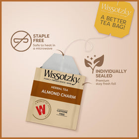 Wissotzky Almond Charm iced tea for a refreshing caffeine-free option.