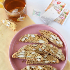 Wissotzky Almond Charm iced tea image showcases natural refreshment with fruity herbal notes.
