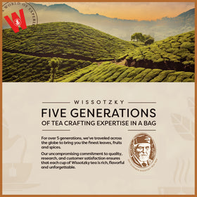 Wissotzky Almond Charm nutty aroma and almond essence in cup.