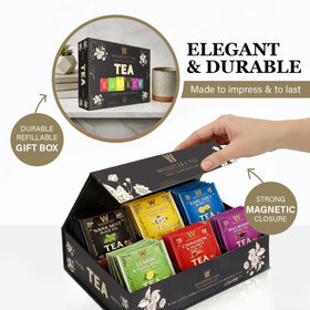 Wissotzky black tea with Nana Mint bag for energized moments.