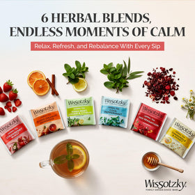 Wissotzky Dream Box flavors panel shows six blends to sample.
