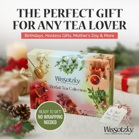 Wissotzky Dream Box tea bags close-up, individually wrapped for freshness.