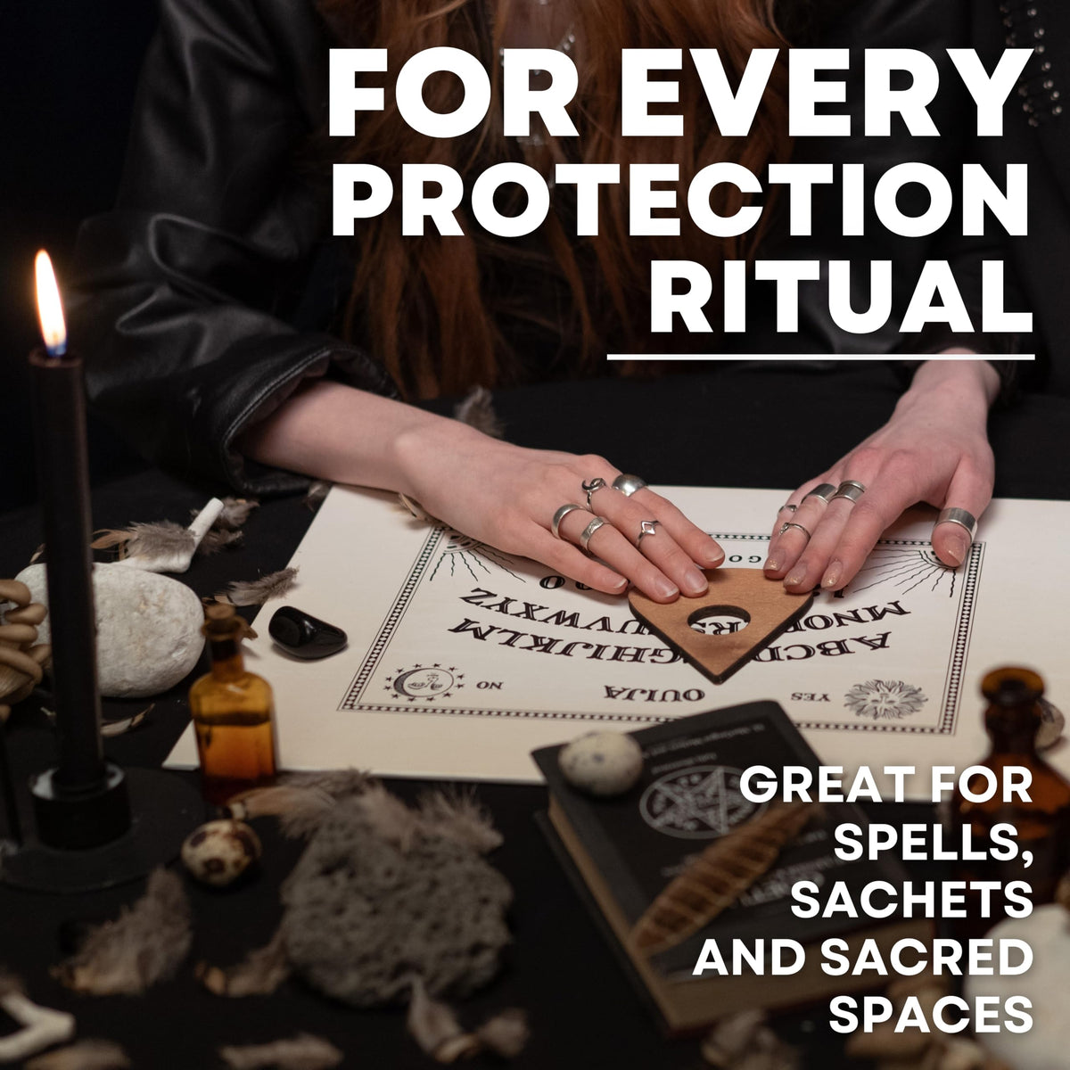 Witches & Wiccan black salt ritual altar scene supports focused energy work.