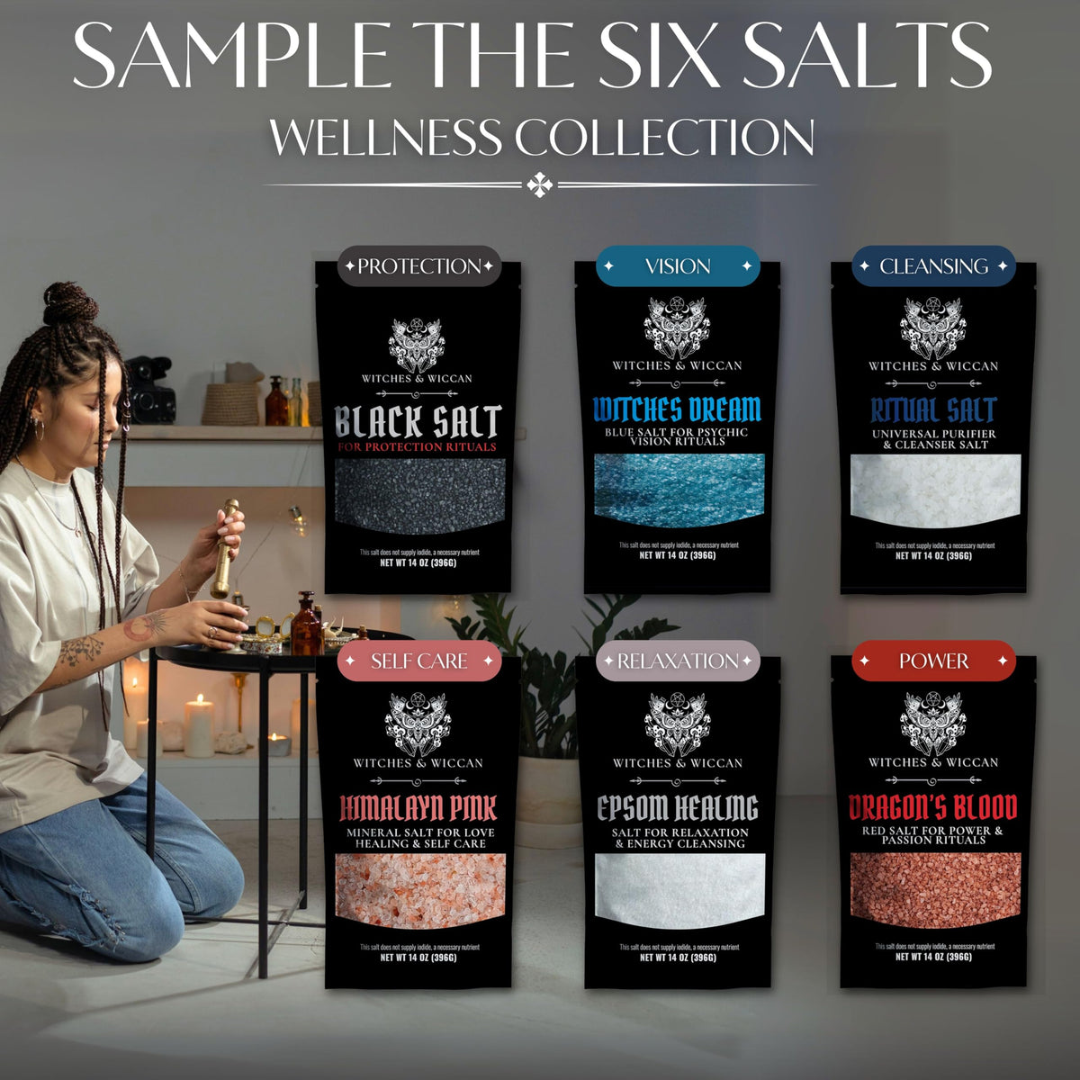 Witches & Wiccan blue witchs dream salt for lucid intention setting and calm altars.