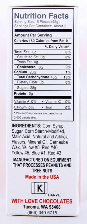 With Love Chocolates Gumi-Aid flavors display, kid-friendly healing-themed snack that brightens get-well moments.