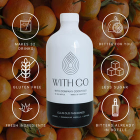 WithCo Ellis Old Fashioned Mix glass-ready prep for premium Old Fashioned or mocktails.