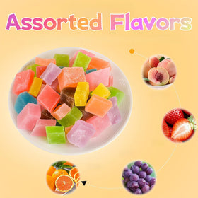WJDDMGO Colourful Assorted Gummy close-up showcasing real fruit flavors.
